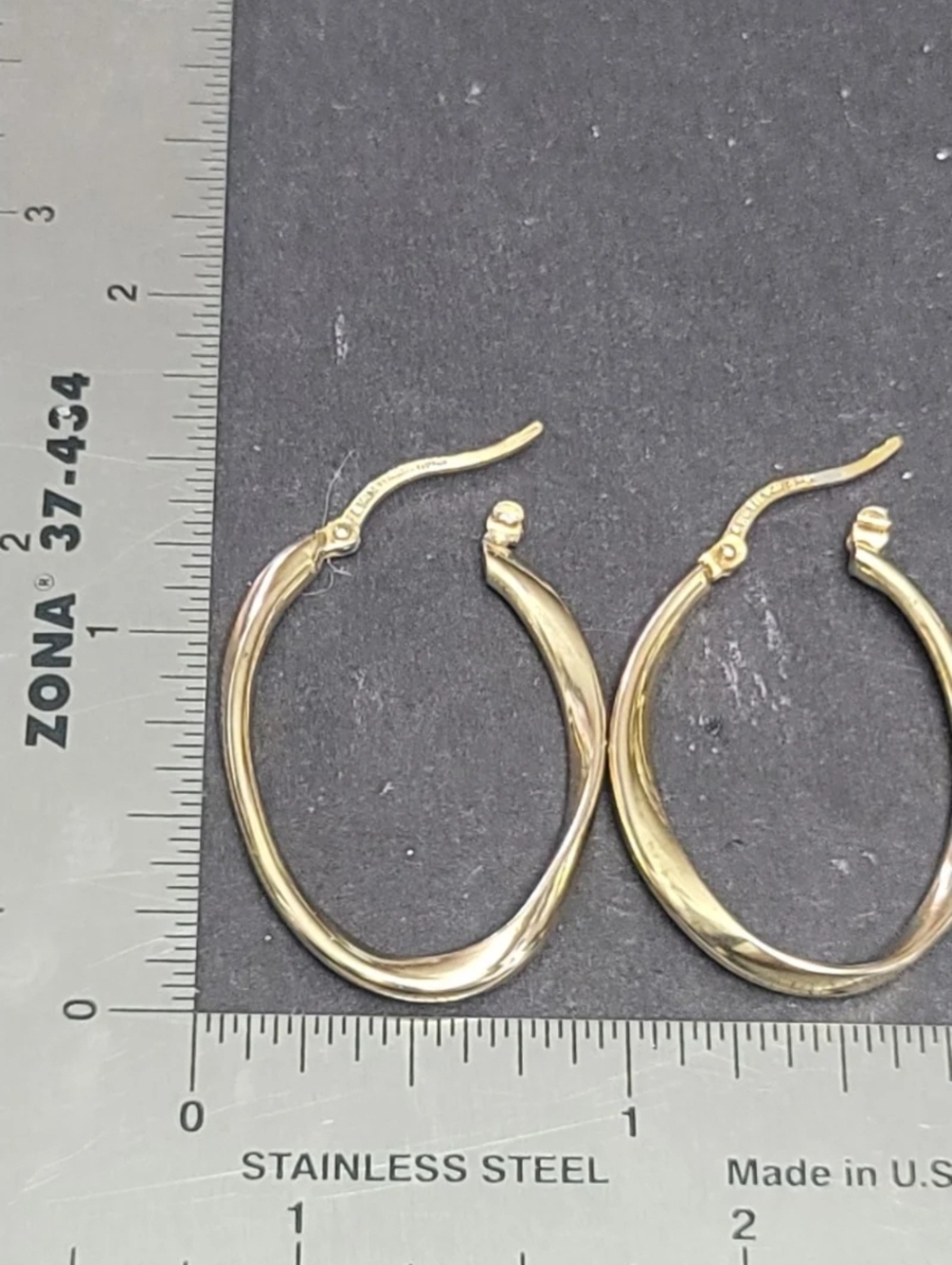 E213 Golden Twisted Hoop Earrings 1 ⅜”